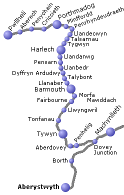 Cambrian Coast route map